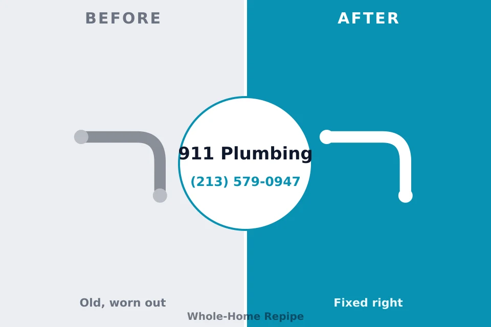 Before and after: plumbing repair Port Chester, NY